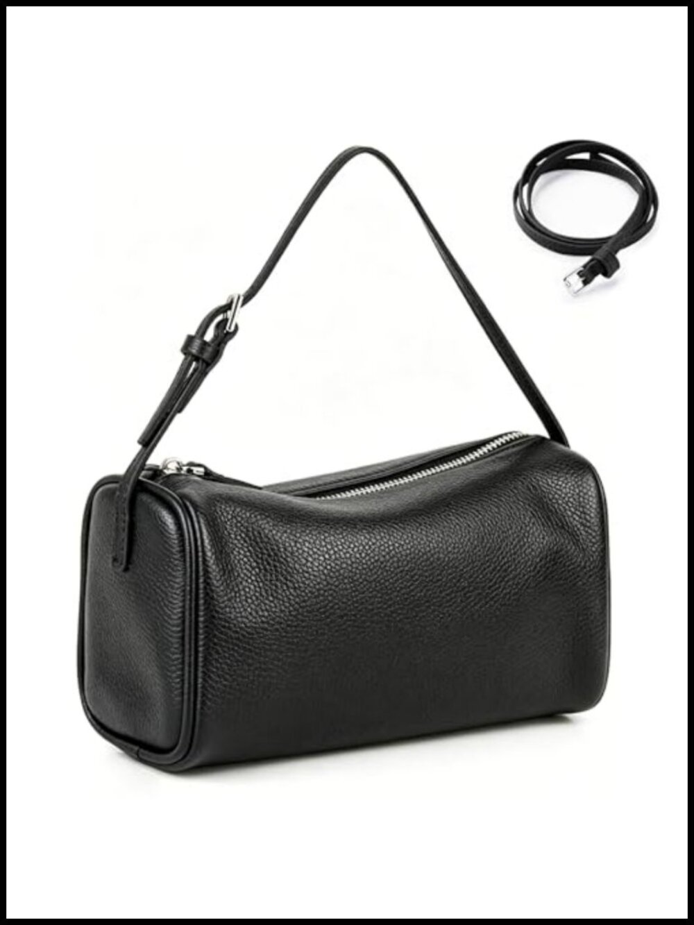 Genuine Leather Crossbody Hobo Bag with Adjustable Strap